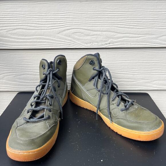 Nike Men's Son of Force Mid Loden Green Leather Shoes Sneakers Size 12 - Picture 2 of 11